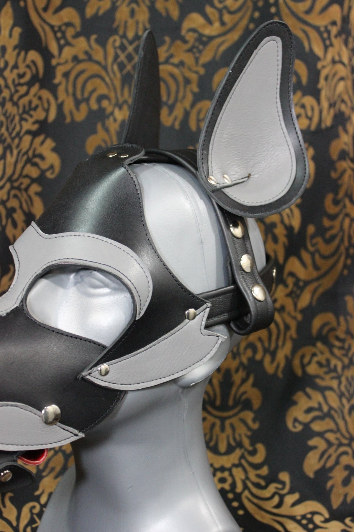 Husky style Pup Hood in Black and Gray - view 3