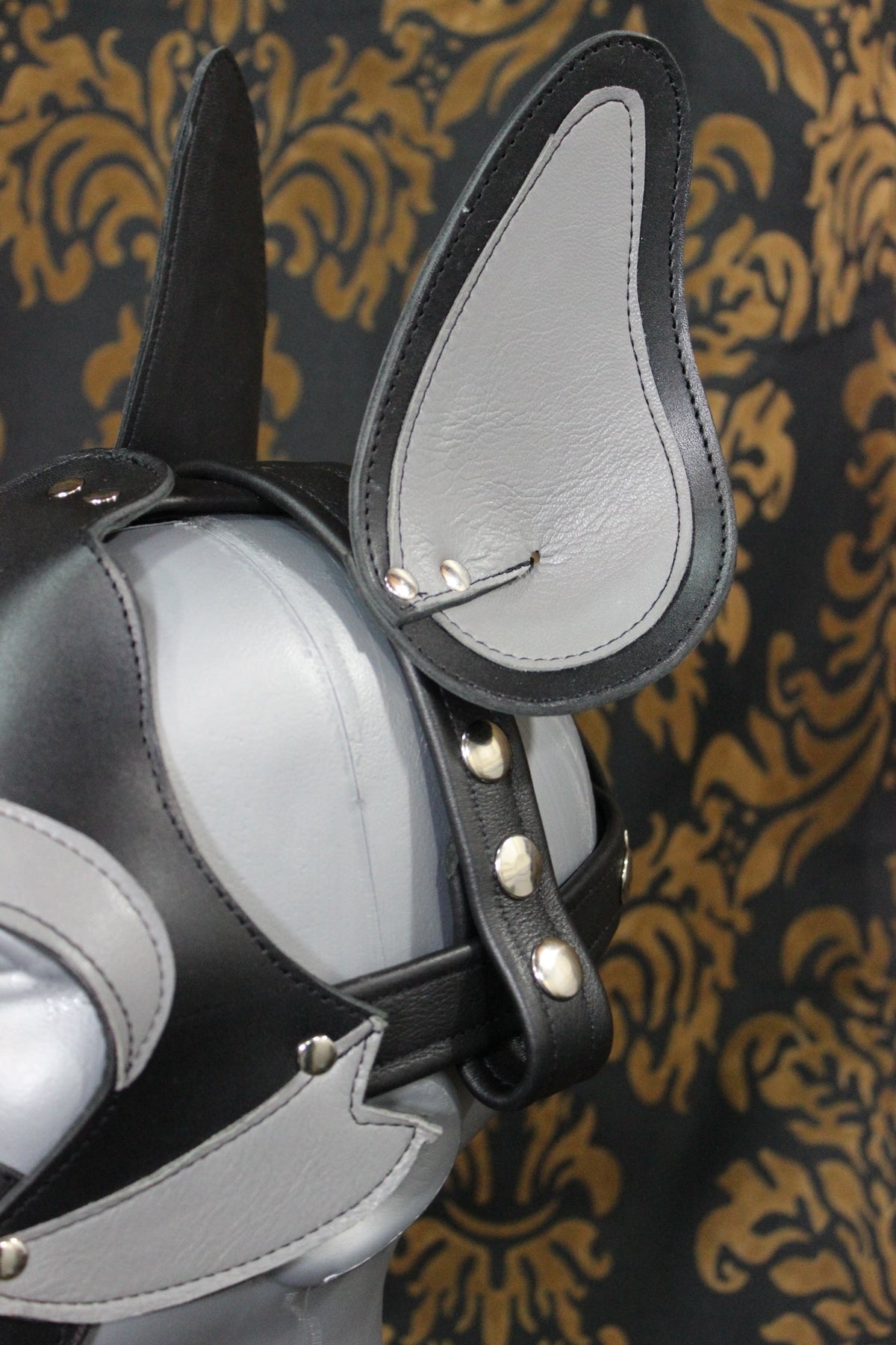 Husky style Pup Hood in Black and Gray - view 5
