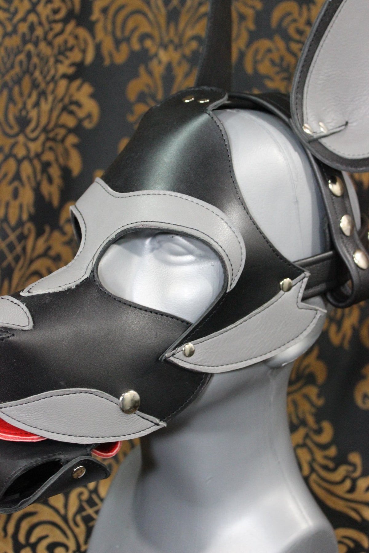 Husky style Pup Hood in Black and Gray - view 6