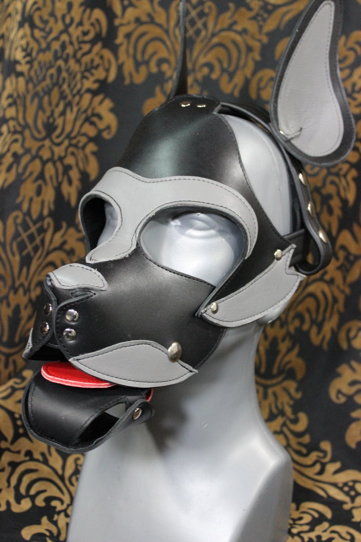Husky style Pup Hood in Black and Gray - view 7