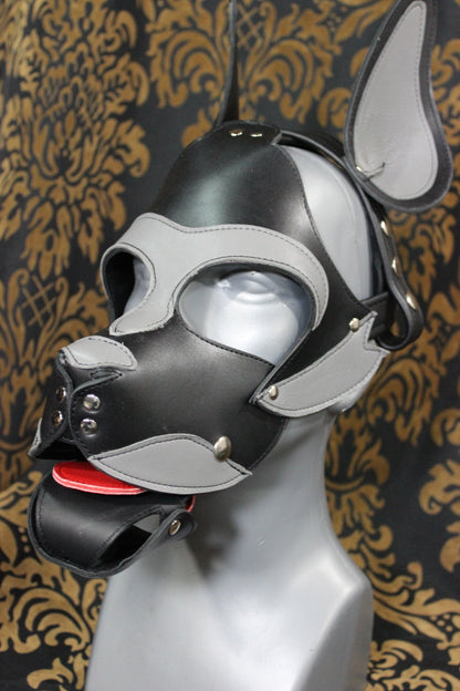 Husky style Pup Hood in Black and Gray - view 7