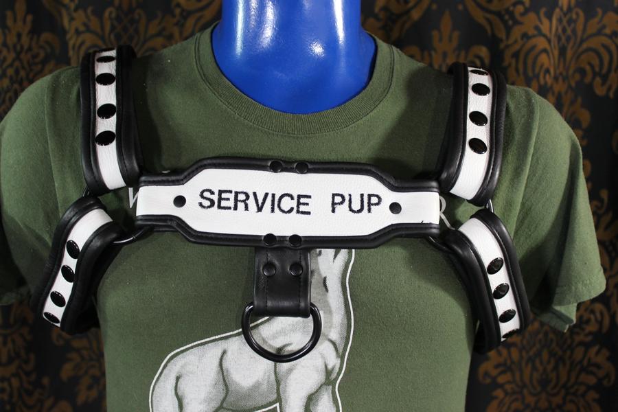 Two-Tone Service Pup Bulldog Harness - front view