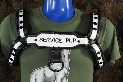 Two-Tone Service Pup Bulldog Harness - front view