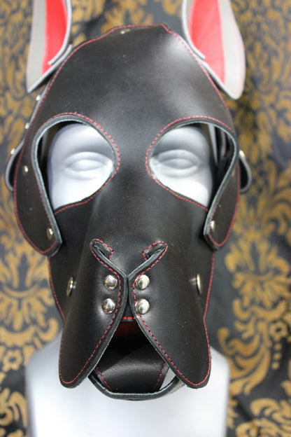 Great Dane Pup Hood In Black and Red - view 3