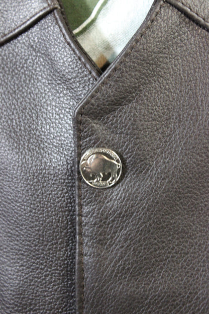 Otter and Fox Bison Leather Western Vest - Dark Brown - view 2