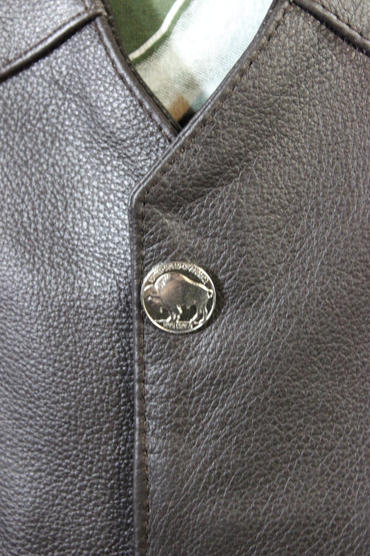 Otter and Fox Bison Leather Western Vest - Dark Brown - view 2