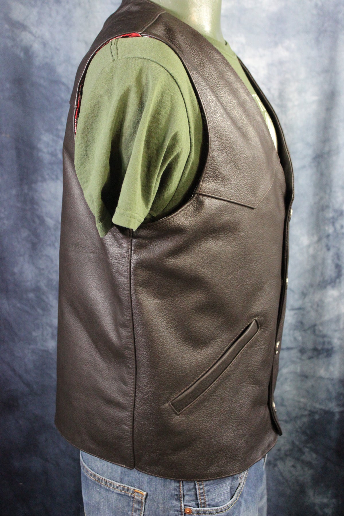 Otter and Fox Bison Leather Western Vest - Dark Brown - view 3