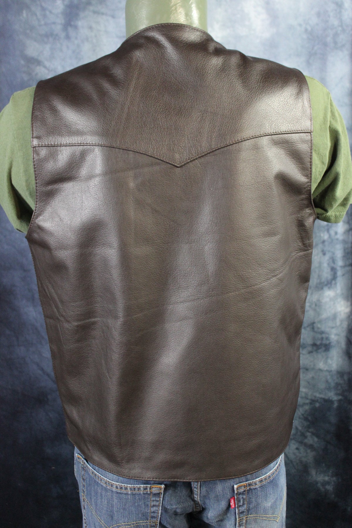 Otter and Fox Bison Leather Western Vest - Dark Brown - view 4