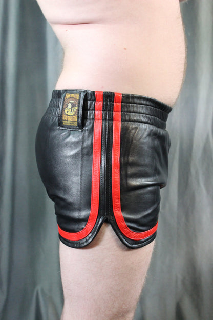 OnF Booty Shorts in Black with Red Highlights - view 3