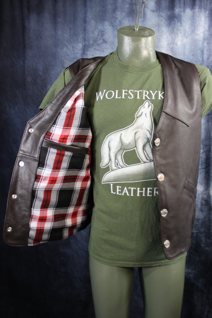 Otter and Fox Bison Leather Western Vest - Dark Brown - view 5