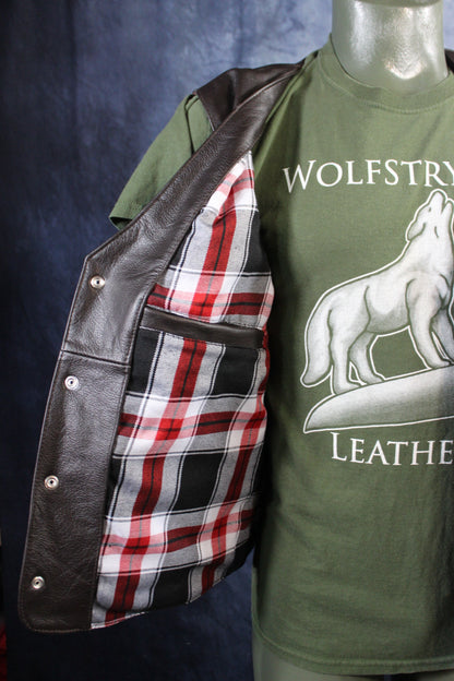 Otter and Fox Bison Leather Western Vest - Dark Brown - view 6