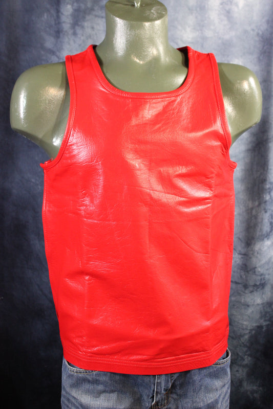 OnF Leather Tank Tops in Red - front view