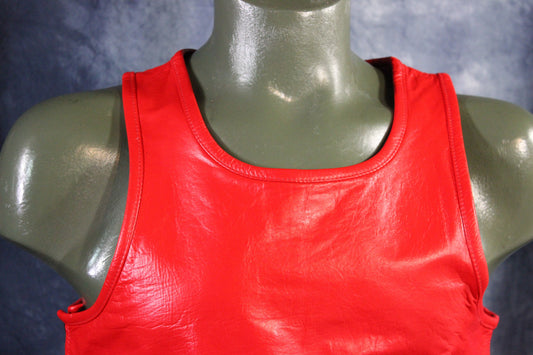OnF Leather Tank Tops in Red - view 2