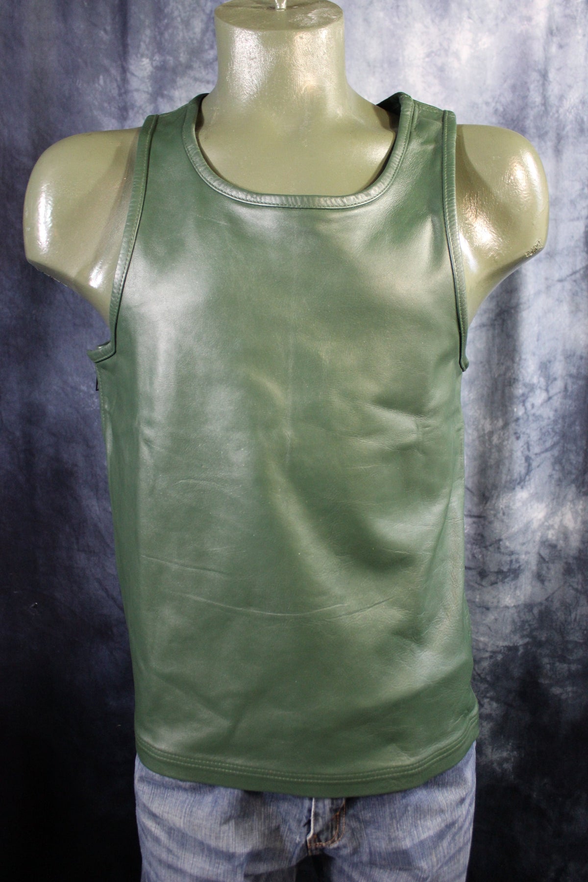 OnF Leather Tank Tops in Hunter Green - view 2