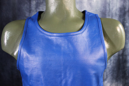 OnF Leather Tank Tops in Blue - front view