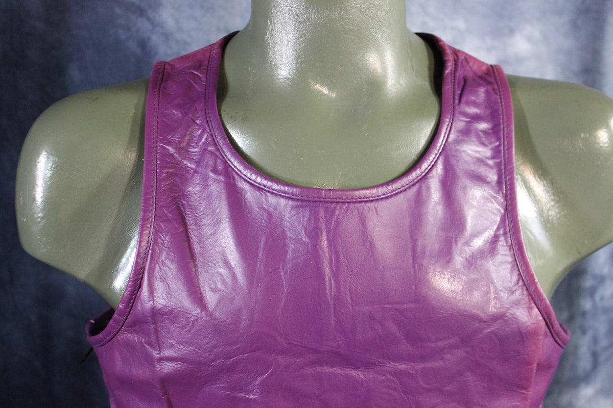 OnF Leather Tank Tops in Purple - front view