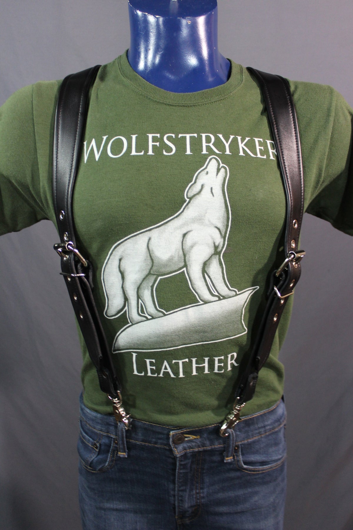 Classic Leather Suspenders - front view
