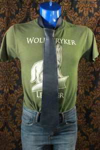 Handmade Leather Tie – Wide - front view