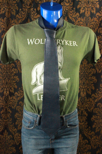 Handmade Leather Tie – Wide - front view