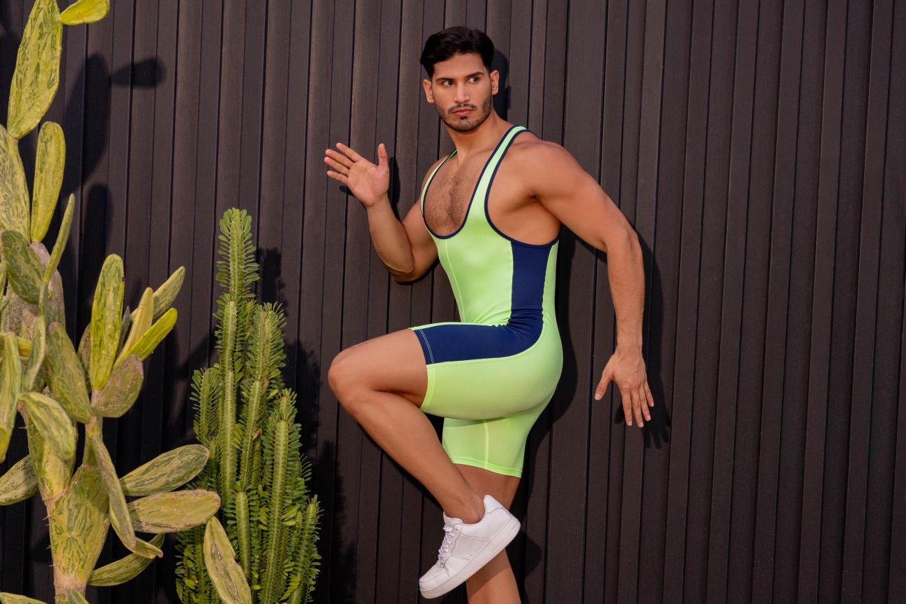 JOR Men's active and swimwear 2216 Fighter Bodysuit Color Green