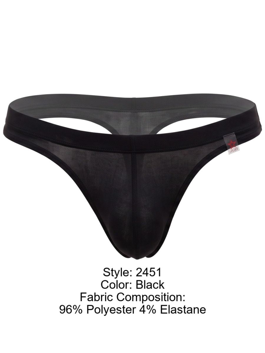 JOR 2451 Men's Underwear Invisible Sleek Thongs Color Black
