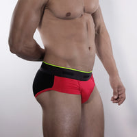 Micro Modal Flex Brief Colorblock- FIRE/ JET - view 1