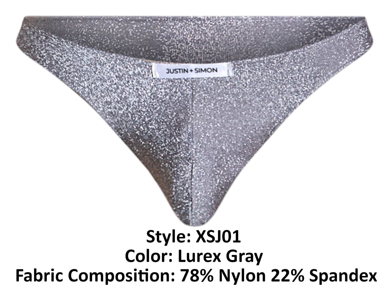 JUSTIN+SIMON Men's Underwear XSJ01 Classic Bikini Color Lurex Gray