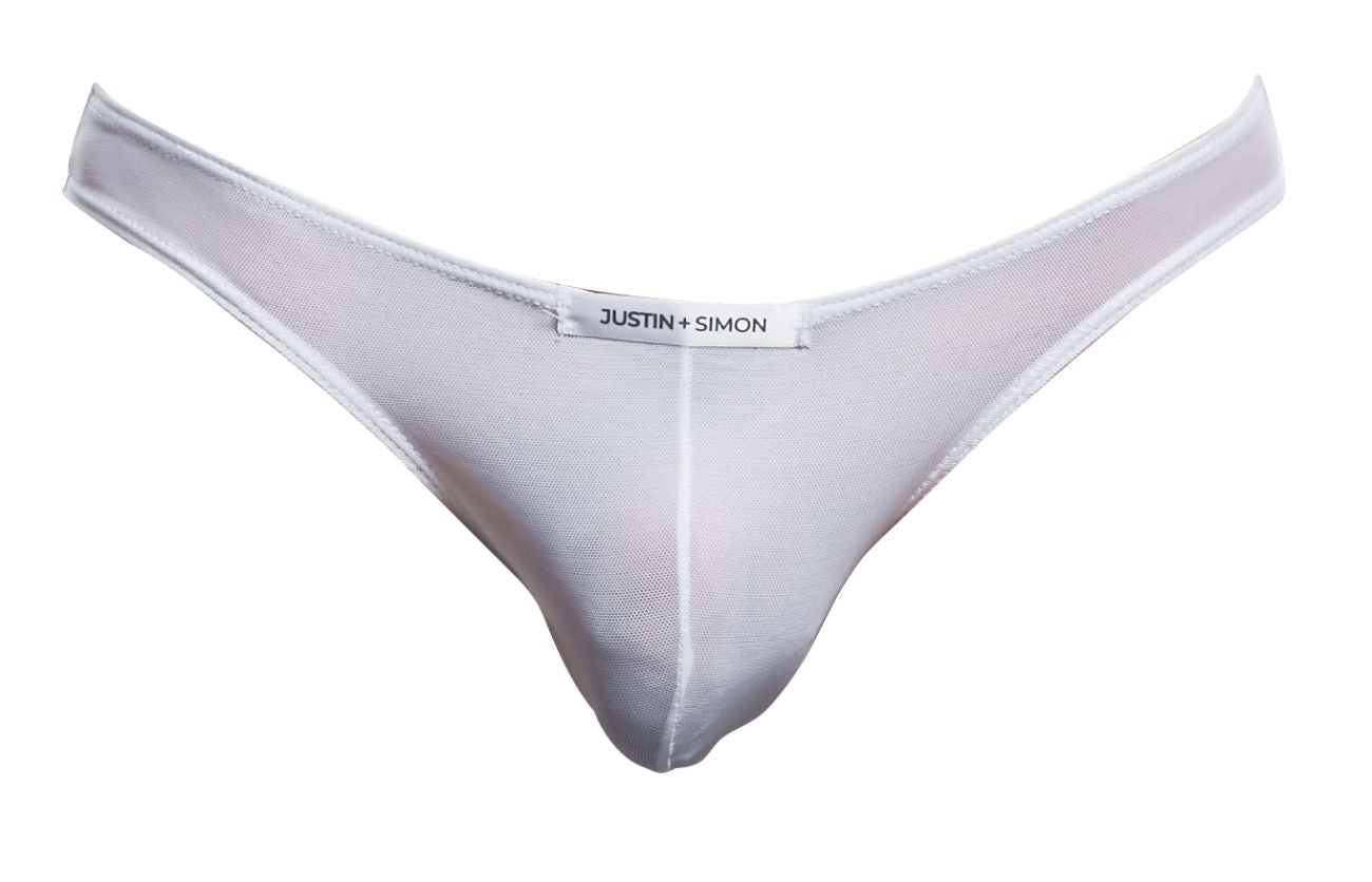 JUSTIN+SIMON Men's Underwear XSJ01 Classic Bikini Color White Mesh
