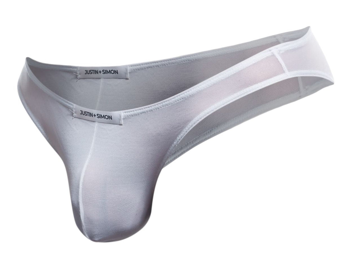 JUSTIN+SIMON Men's Underwear XSJ01 Classic Bikini Color White Mesh