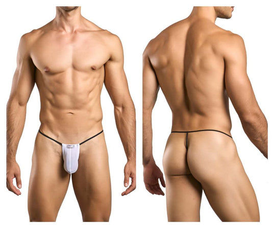 JUSTIN+SIMON Men's Underwear XSJ02 Classic G-String Color White Mesh