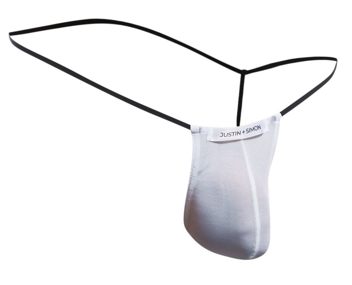 JUSTIN+SIMON Men's Underwear XSJ02 Classic G-String Color White Mesh