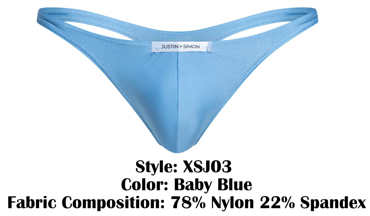 JUSTIN+SIMON Men's Underwear XSJ03 Classic Thongs Color Baby Blue