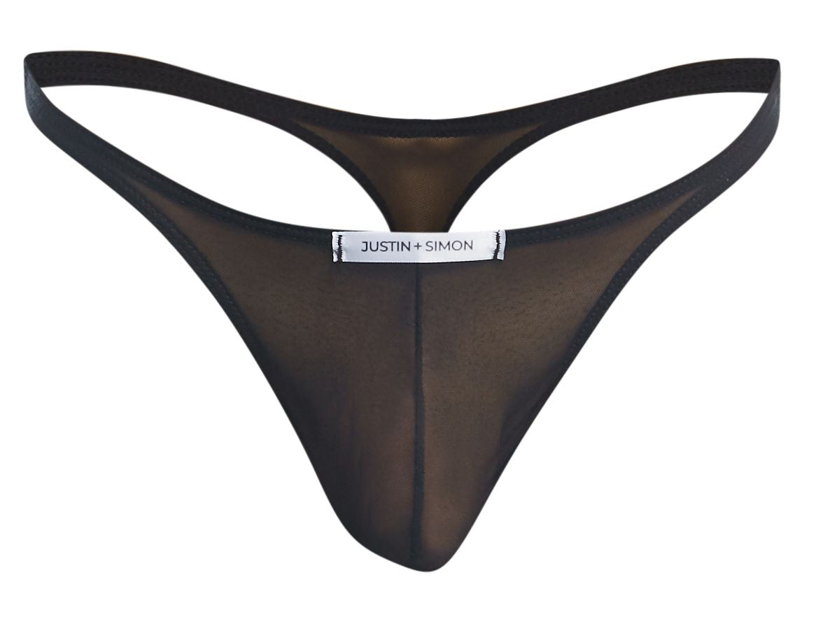 JUSTIN+SIMON Men's Underwear XSJ03 Classic Thongs Color Black Mesh
