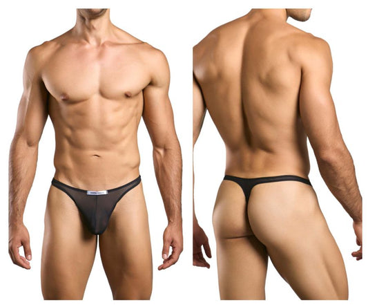 JUSTIN+SIMON Men's Underwear XSJ03 Classic Thongs Color Black Mesh
