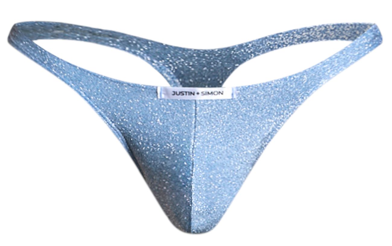 JUSTIN+SIMON Men's Underwear XSJ03 Classic Thongs Color Lurex Blue