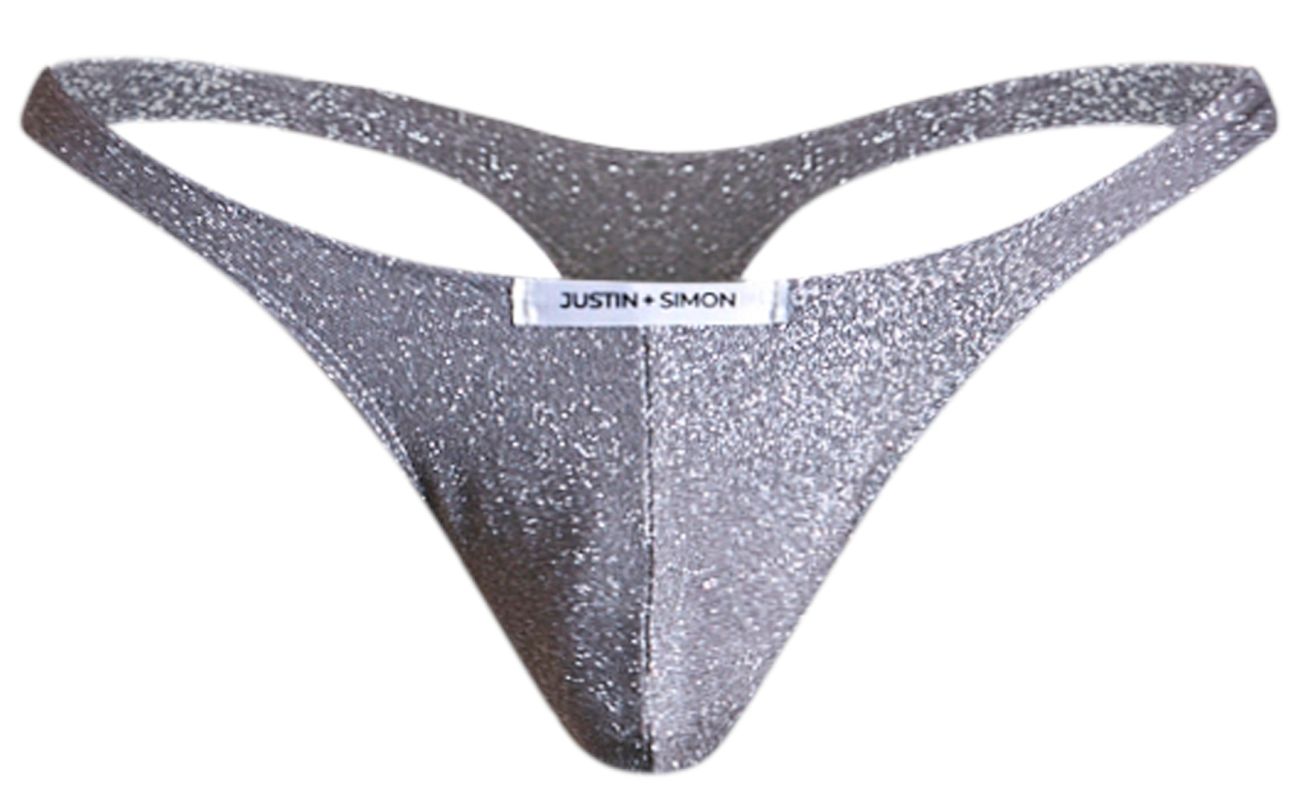 JUSTIN+SIMON Men's Underwear XSJ03 Classic Thongs Color Lurex Gray
