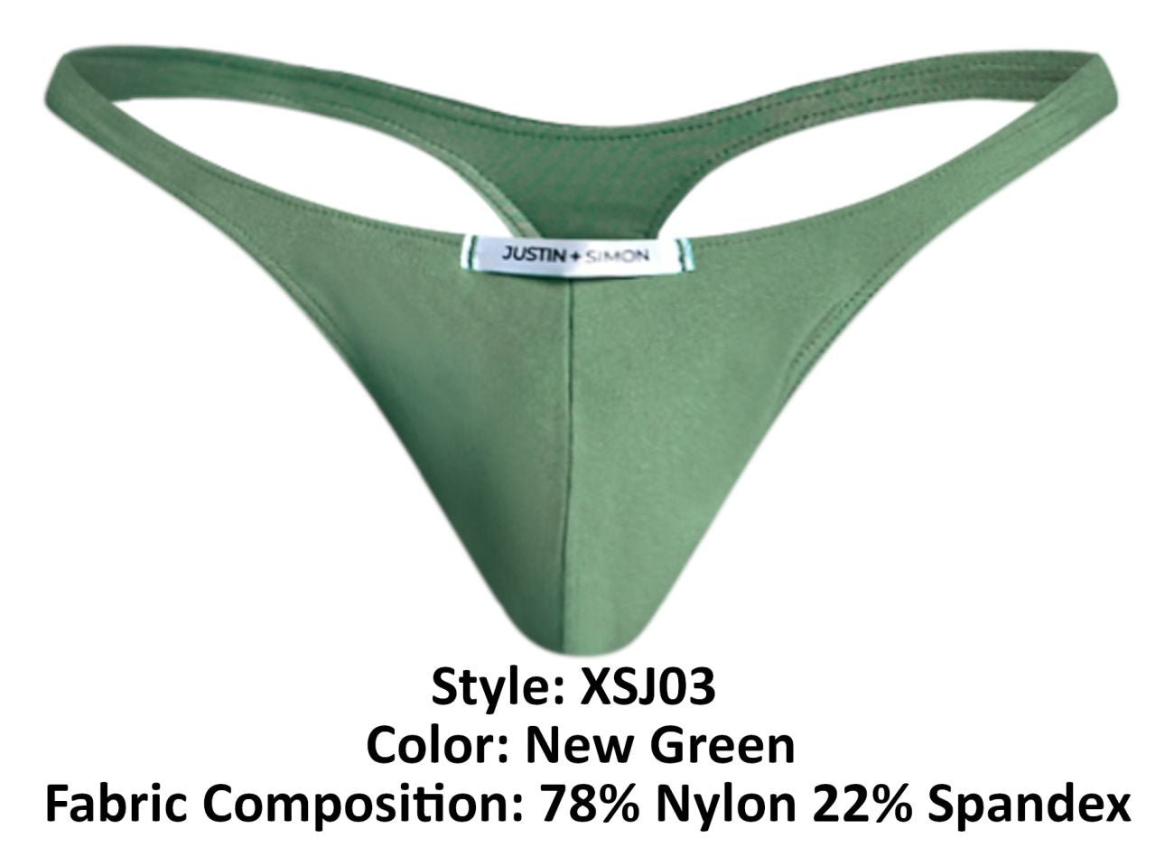 JUSTIN+SIMON Men's Underwear XSJ03 Classic Thongs Color New Green