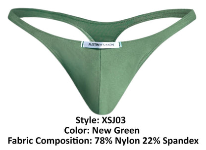 JUSTIN+SIMON Men's Underwear XSJ03 Classic Thongs Color New Green