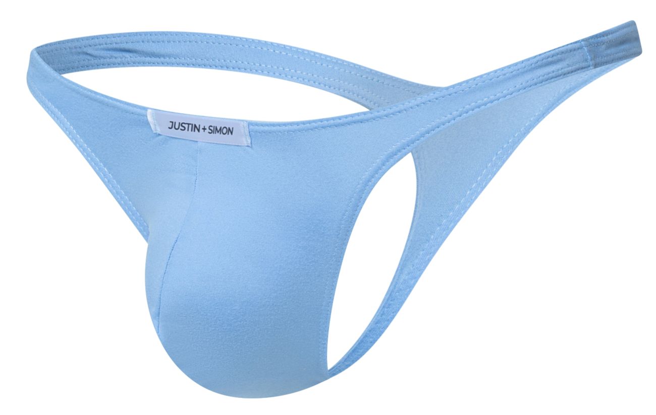 JUSTIN+SIMON Men's Underwear XSJ03 Classic Thongs Color Peach Blue