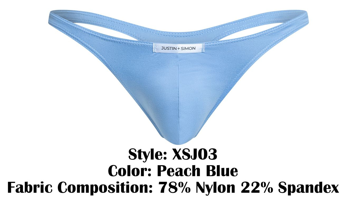 JUSTIN+SIMON Men's Underwear XSJ03 Classic Thongs Color Peach Blue
