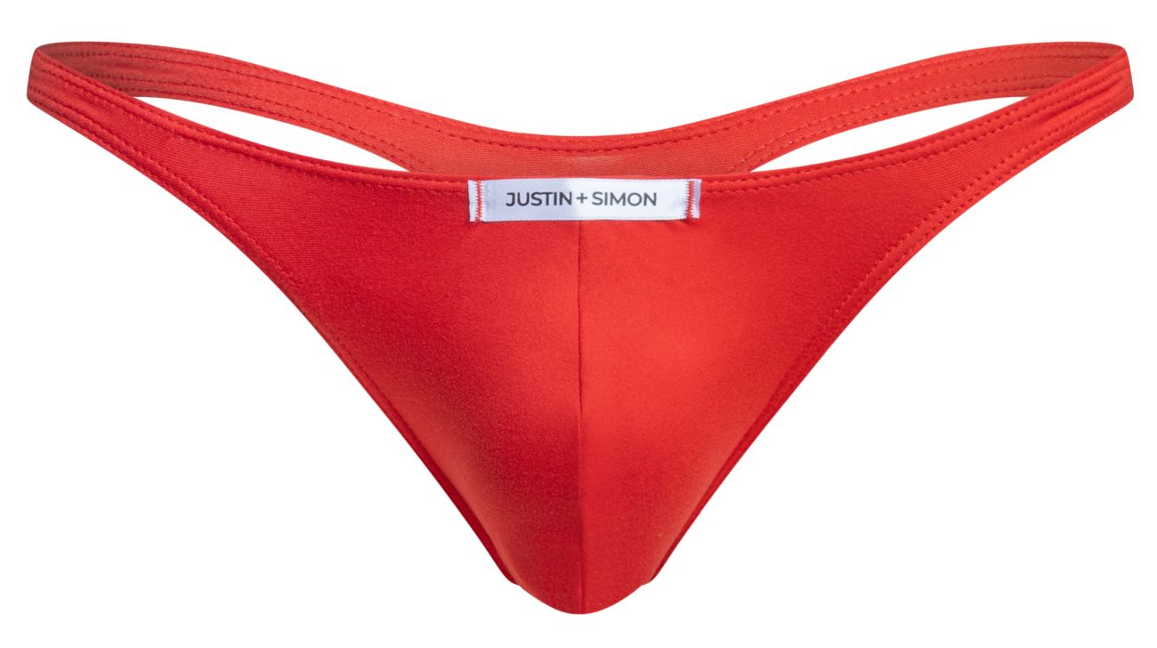 JUSTIN+SIMON Men's Underwear XSJ03 Classic Thongs Color Peach Red