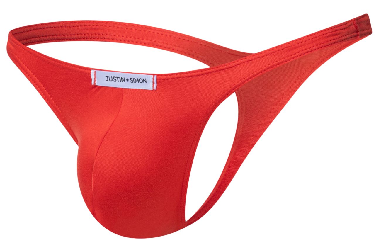 JUSTIN+SIMON Men's Underwear XSJ03 Classic Thongs Color Peach Red