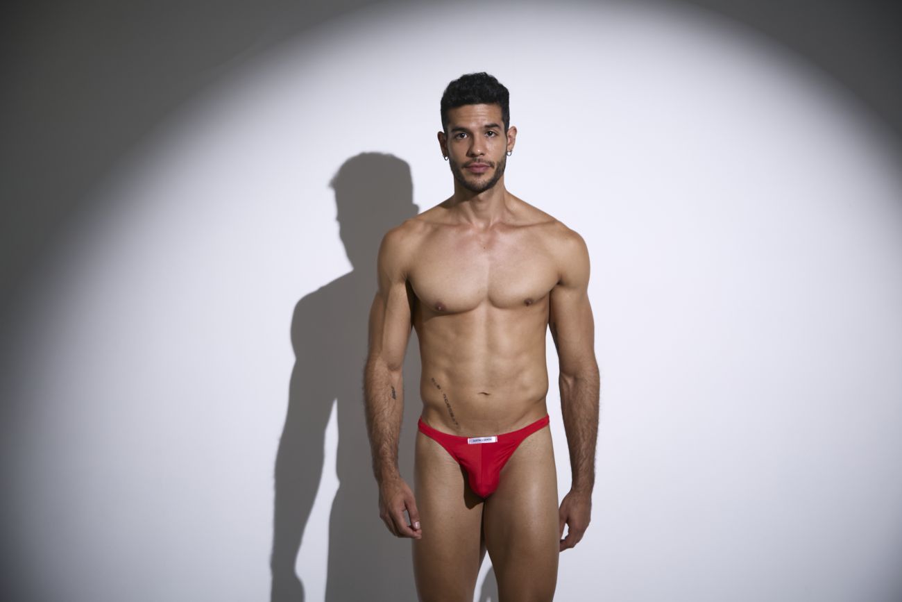 JUSTIN+SIMON Men's Underwear XSJ03 Classic Thongs Color Peach Red