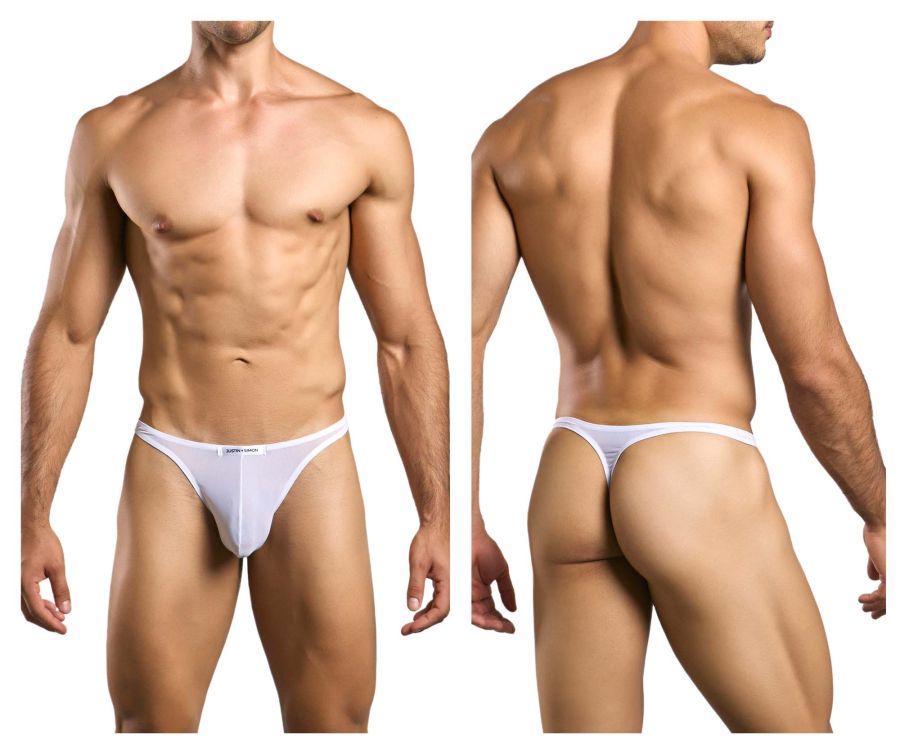 JUSTIN+SIMON Men's Underwear XSJ03 Classic Thongs Color White Mesh