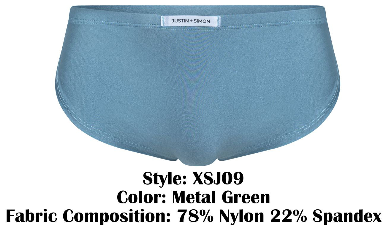 JUSTIN+SIMON Men's Underwear XSJ09 Running Shorts Color Metal Green