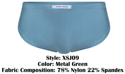 JUSTIN+SIMON Men's Underwear XSJ09 Running Shorts Color Metal Green