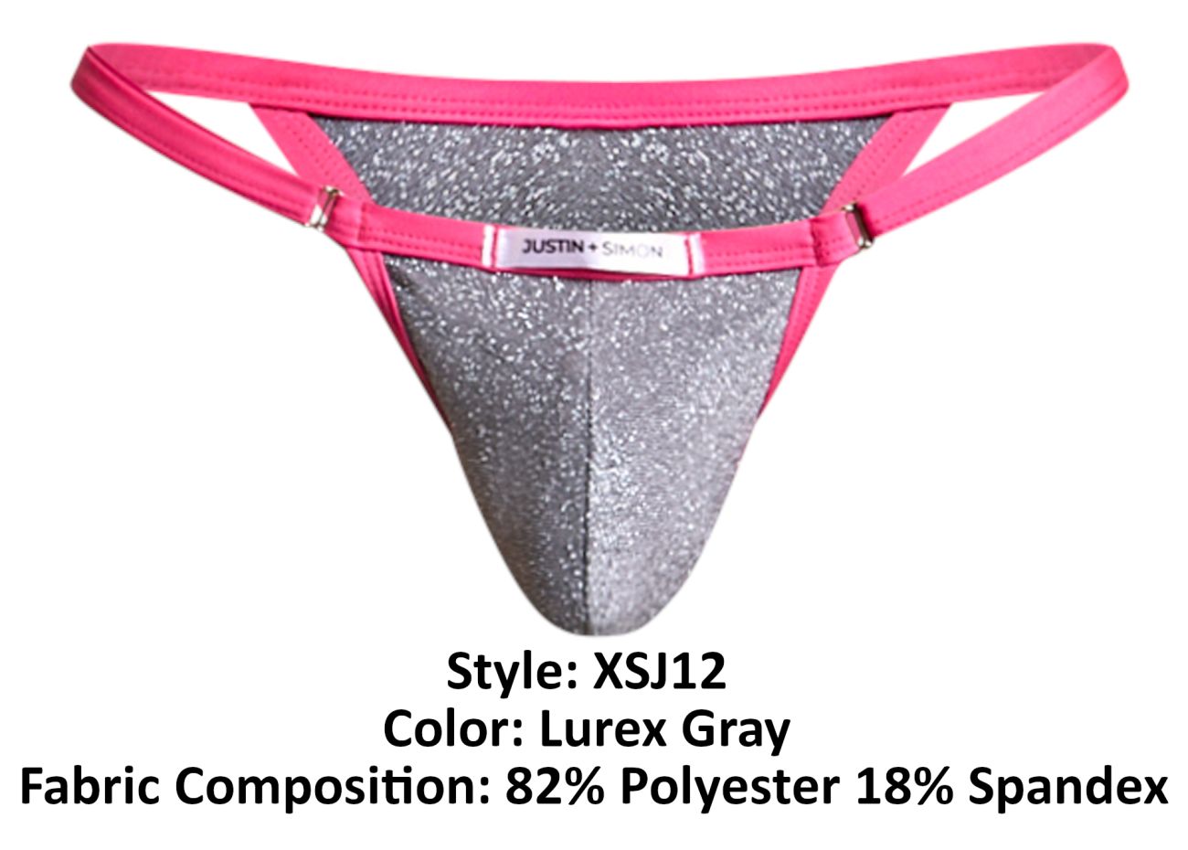 JUSTIN+SIMON Men's Underwear XSJ12 Bikini Color Lurex Gray