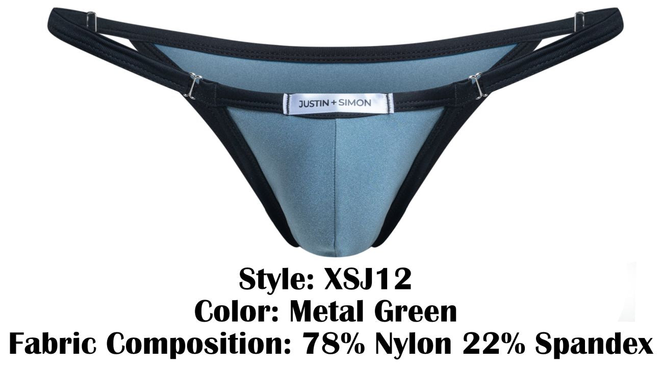 JUSTIN+SIMON Men's Underwear XSJ12 Bikini Color Metal Green