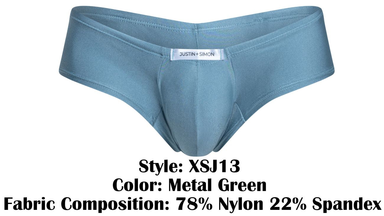 JUSTIN+SIMON Men's Underwear XSJ13 Cheeky Bulge Boxer Color Metal Green