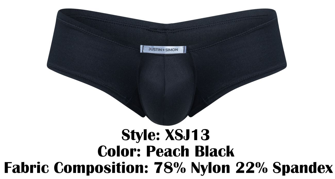 JUSTIN+SIMON Men's Underwear XSJ13 Cheeky Bulge Boxer Color Peach Black